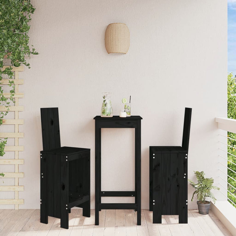 Bar Stools 2 pcs Black 40x42x120 cm Solid Wood Pine Payday Deals