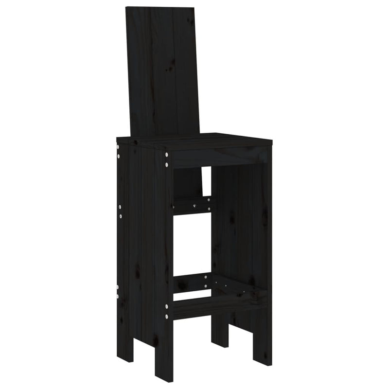Bar Stools 2 pcs Black 40x42x120 cm Solid Wood Pine Payday Deals