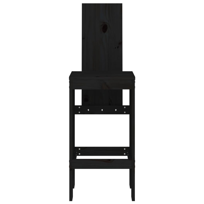 Bar Stools 2 pcs Black 40x42x120 cm Solid Wood Pine Payday Deals