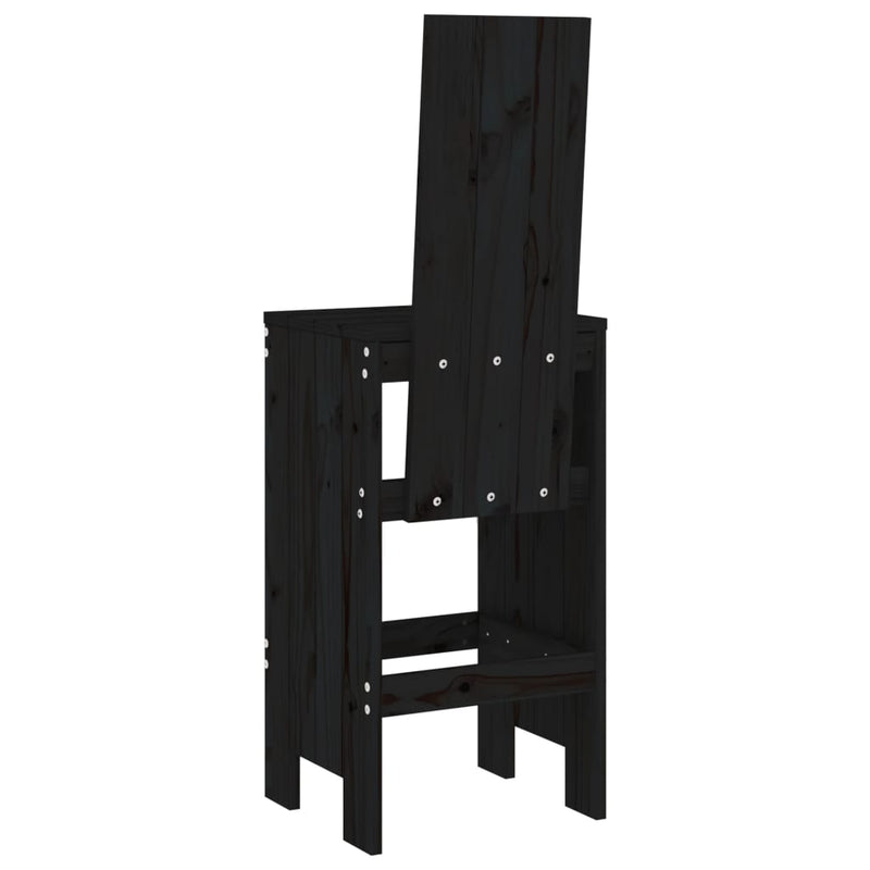 Bar Stools 2 pcs Black 40x42x120 cm Solid Wood Pine Payday Deals