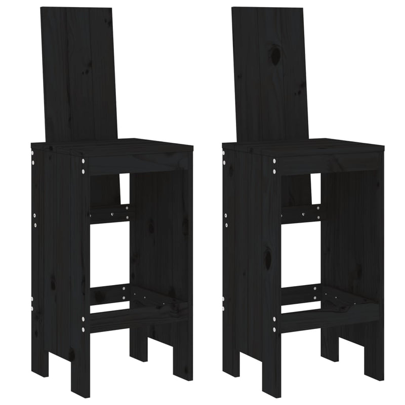 Bar Stools 2 pcs Black 40x42x120 cm Solid Wood Pine Payday Deals