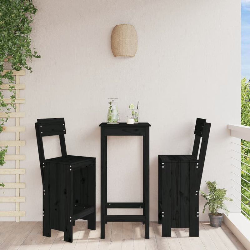 Bar Stools 2 pcs Black 40x48.5x115.5 cm Solid Wood Pine Payday Deals