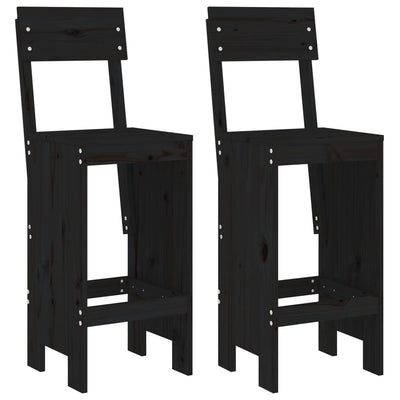 Bar Stools 2 pcs Black 40x48.5x115.5 cm Solid Wood Pine Payday Deals