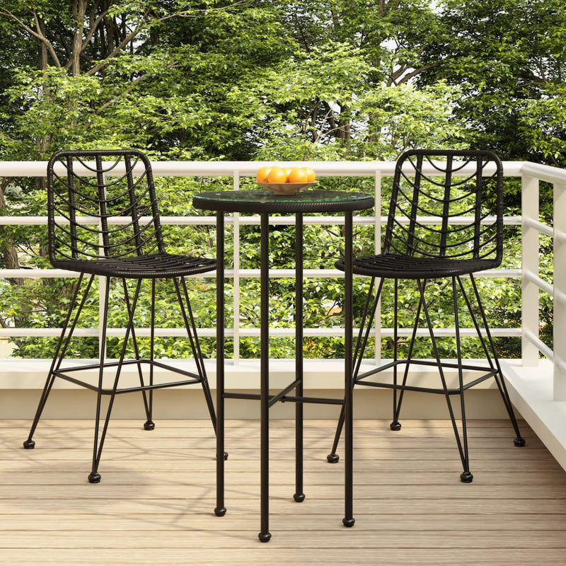 Bar Stools 2 pcs Black 45x56x103.5 cm PE Rattan and Steel Payday Deals