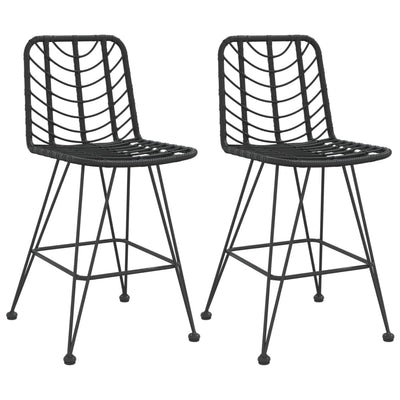 Bar Stools 2 pcs Black 45x56x103.5 cm PE Rattan and Steel Payday Deals