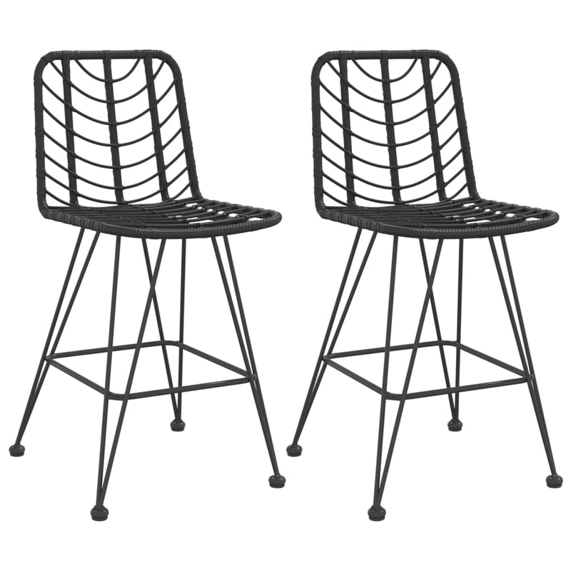 Bar Stools 2 pcs Black 45x56x103.5 cm PE Rattan and Steel Payday Deals