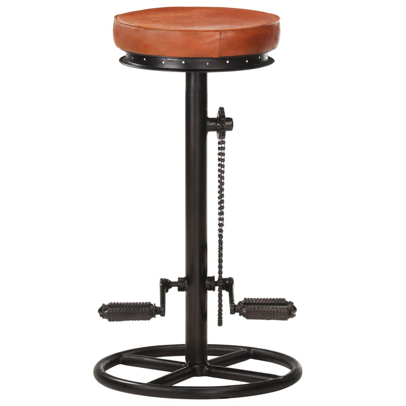 Bar Stools 2 pcs Black and Brown Real Goat Leather Payday Deals