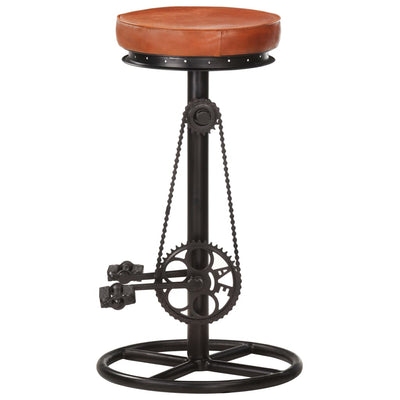 Bar Stools 2 pcs Black and Brown Real Goat Leather Payday Deals