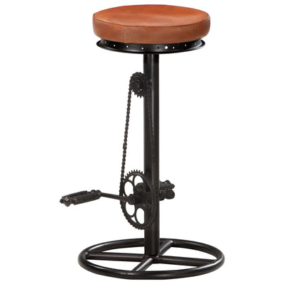 Bar Stools 2 pcs Black and Brown Real Goat Leather Payday Deals