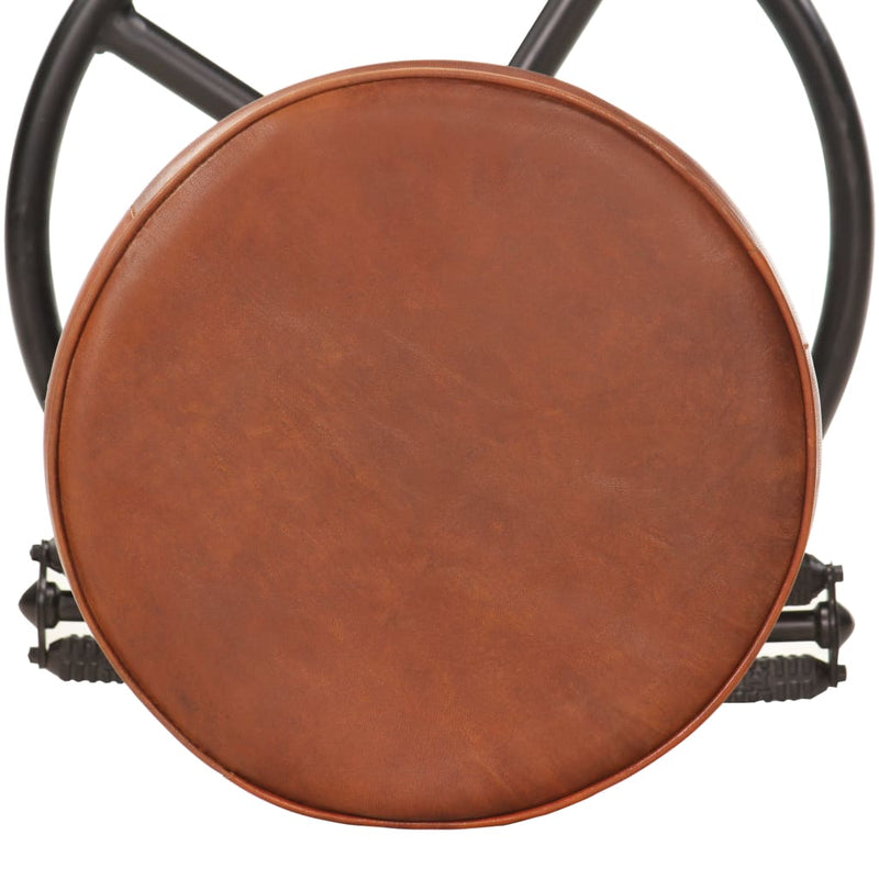 Bar Stools 2 pcs Black and Brown Real Goat Leather Payday Deals