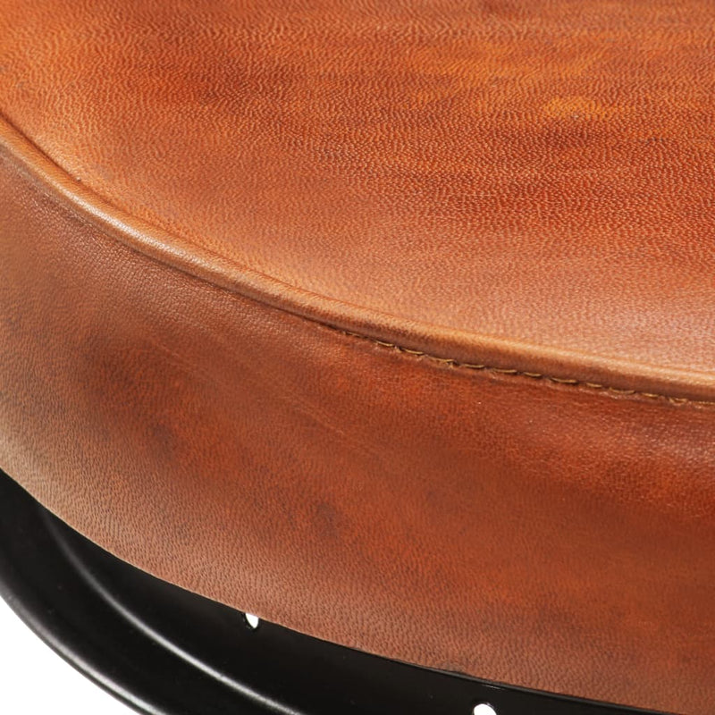 Bar Stools 2 pcs Black and Brown Real Goat Leather Payday Deals