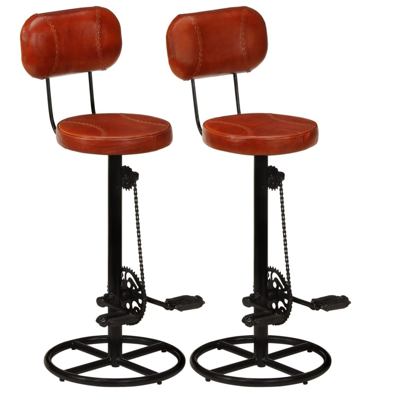 Bar Stools 2 pcs Black and Brown Real Goat Leather Payday Deals