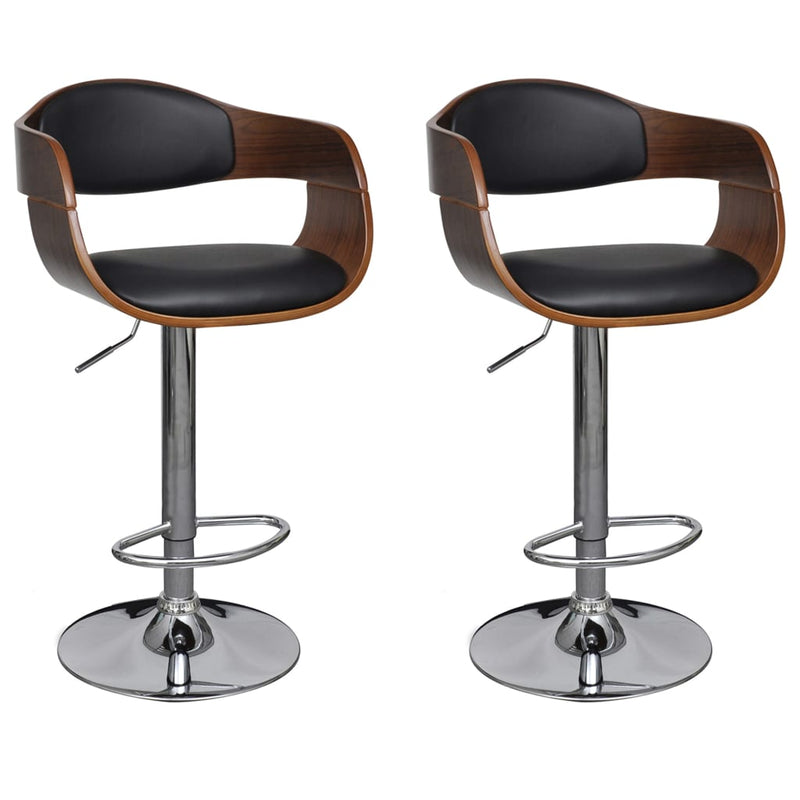 Bar Stools 2 pcs Black Bent Wood and Faux Leather Payday Deals