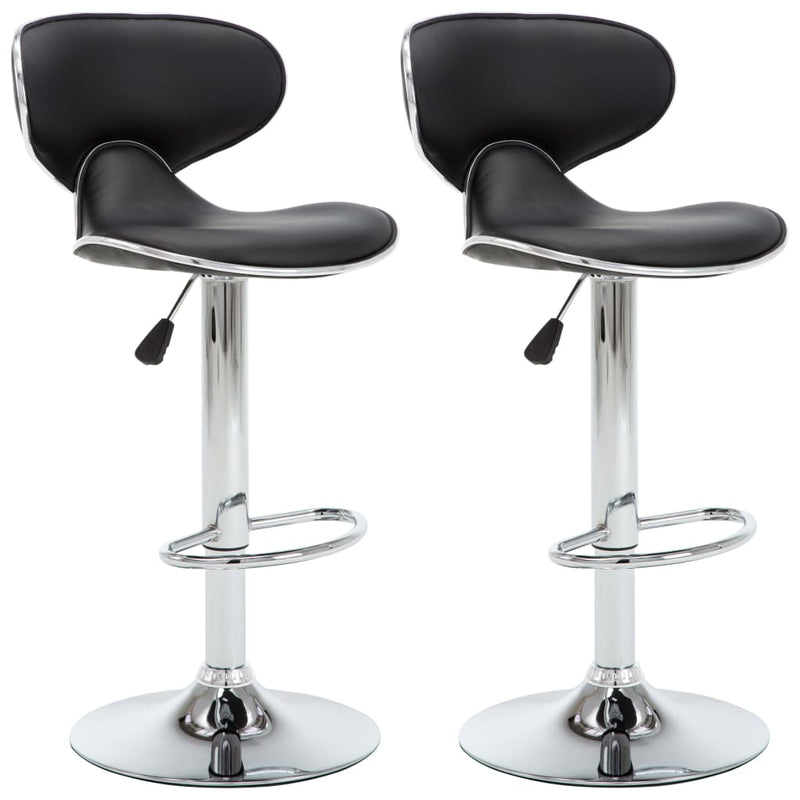 Bar Stools 2 pcs Black Faux Leather Payday Deals