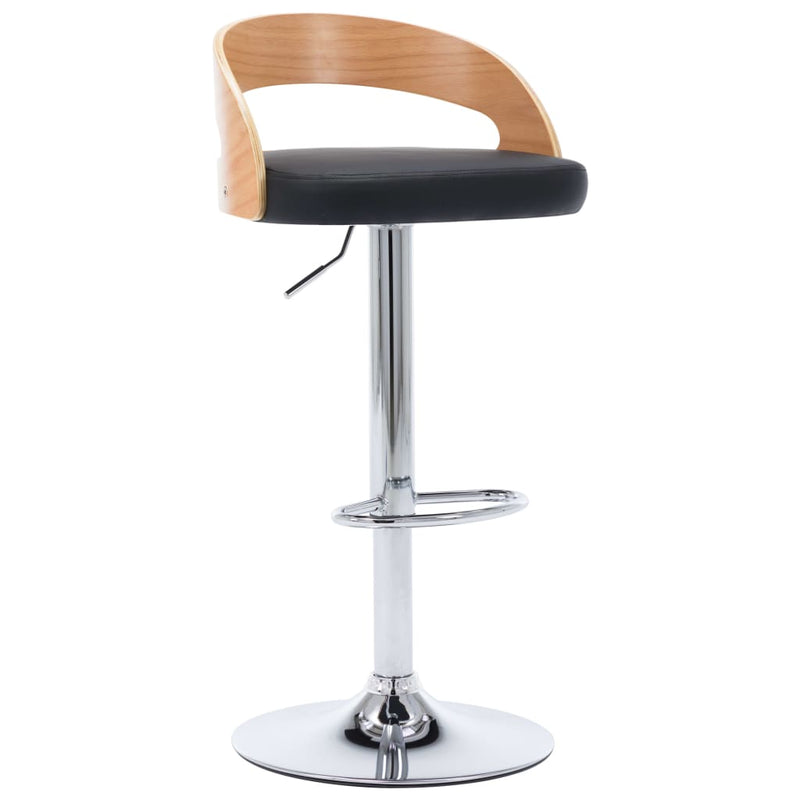 Bar Stools 2 pcs Black Faux Leather and Bentwood Payday Deals