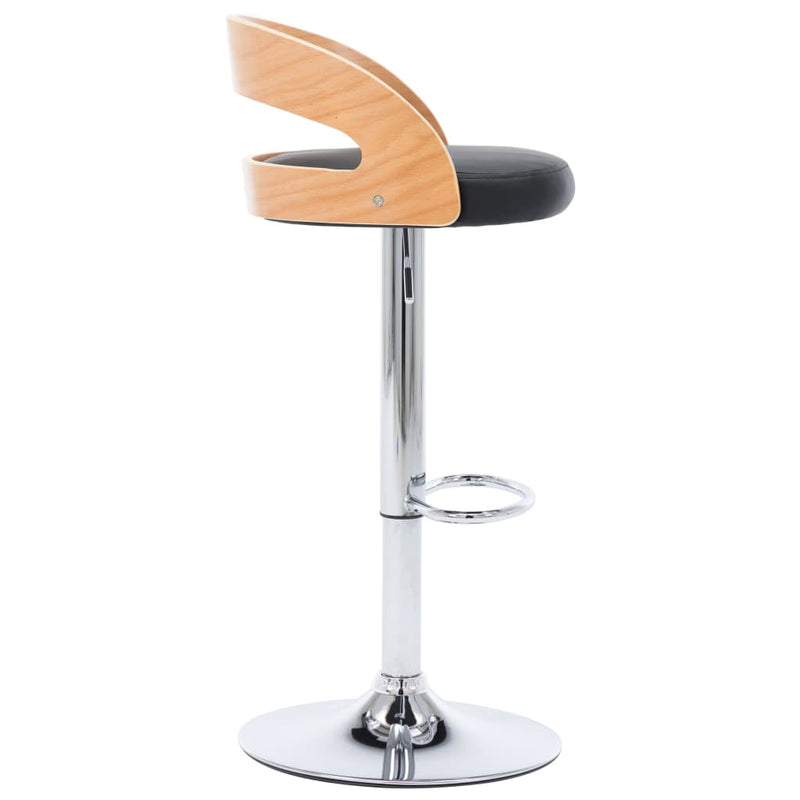 Bar Stools 2 pcs Black Faux Leather and Bentwood Payday Deals