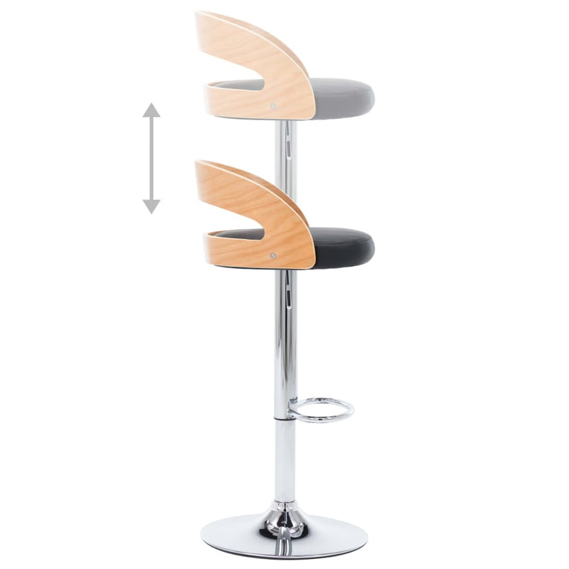 Bar Stools 2 pcs Black Faux Leather and Bentwood Payday Deals