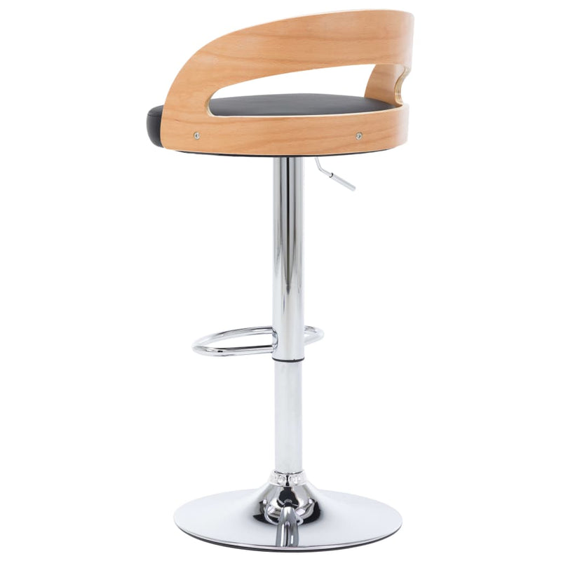 Bar Stools 2 pcs Black Faux Leather and Bentwood Payday Deals