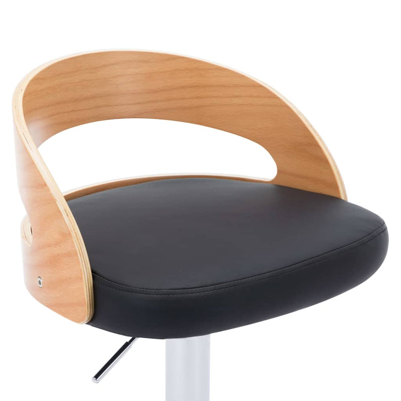 Bar Stools 2 pcs Black Faux Leather and Bentwood Payday Deals