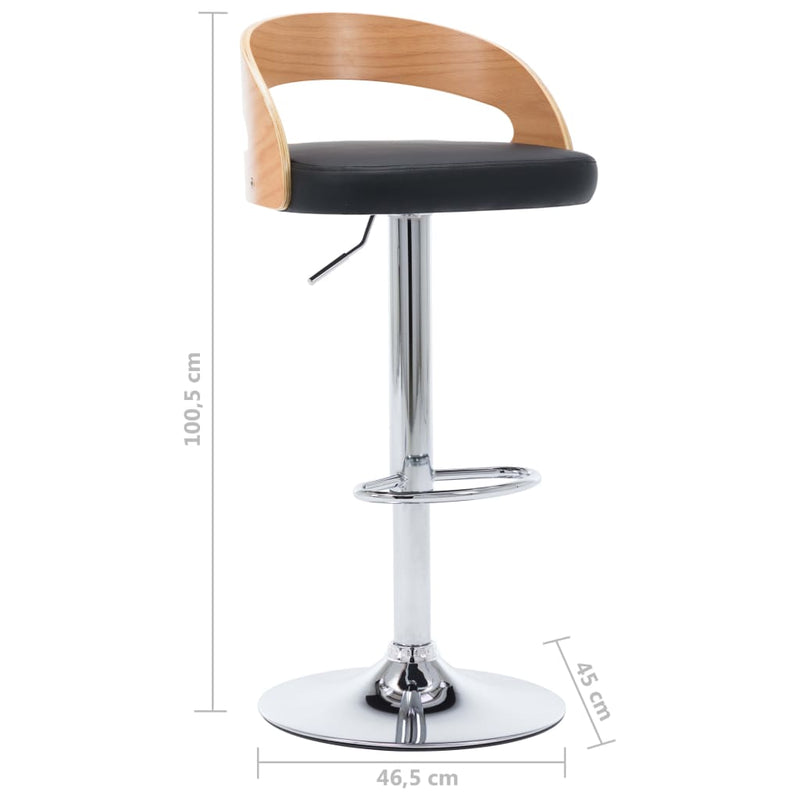 Bar Stools 2 pcs Black Faux Leather and Bentwood Payday Deals