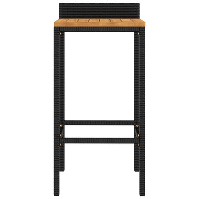 Bar Stools 2 pcs Black Poly Rattan and Solid Wood Acacia Payday Deals