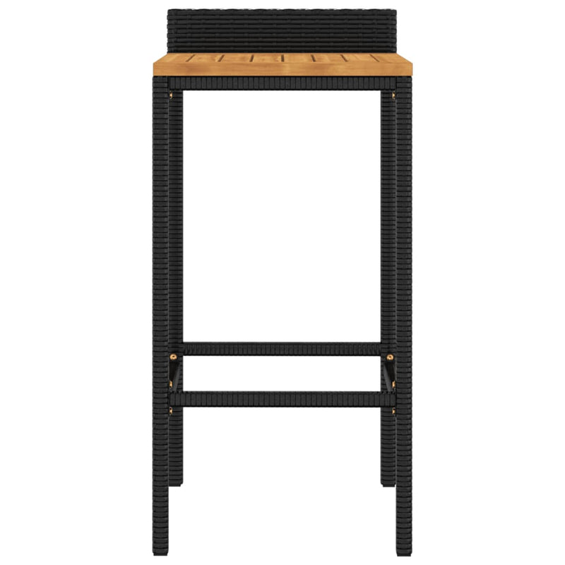 Bar Stools 2 pcs Black Poly Rattan and Solid Wood Acacia Payday Deals