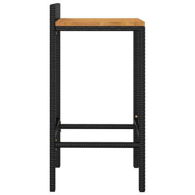 Bar Stools 2 pcs Black Poly Rattan and Solid Wood Acacia Payday Deals