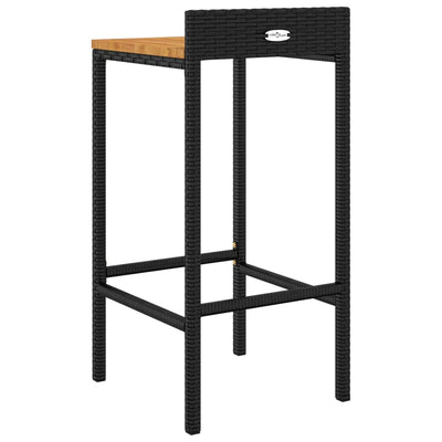 Bar Stools 2 pcs Black Poly Rattan and Solid Wood Acacia Payday Deals