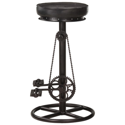 Bar Stools 2 pcs Black Real Goat Leather Payday Deals