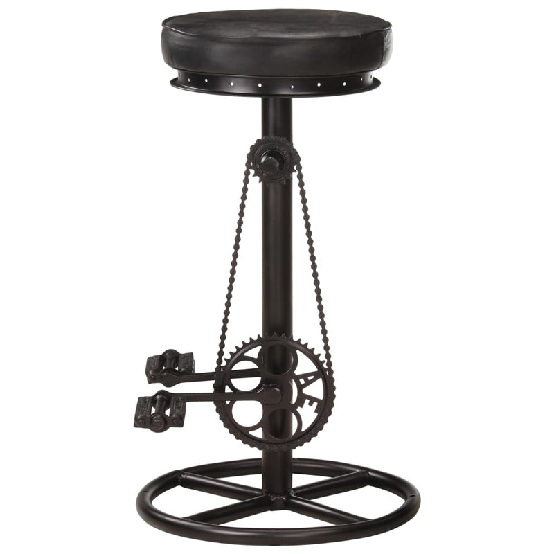 Bar Stools 2 pcs Black Real Goat Leather Payday Deals