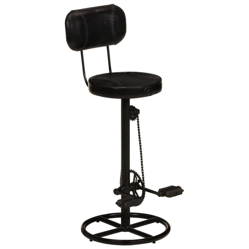 Bar Stools 2 pcs Black Real Goat Leather Payday Deals