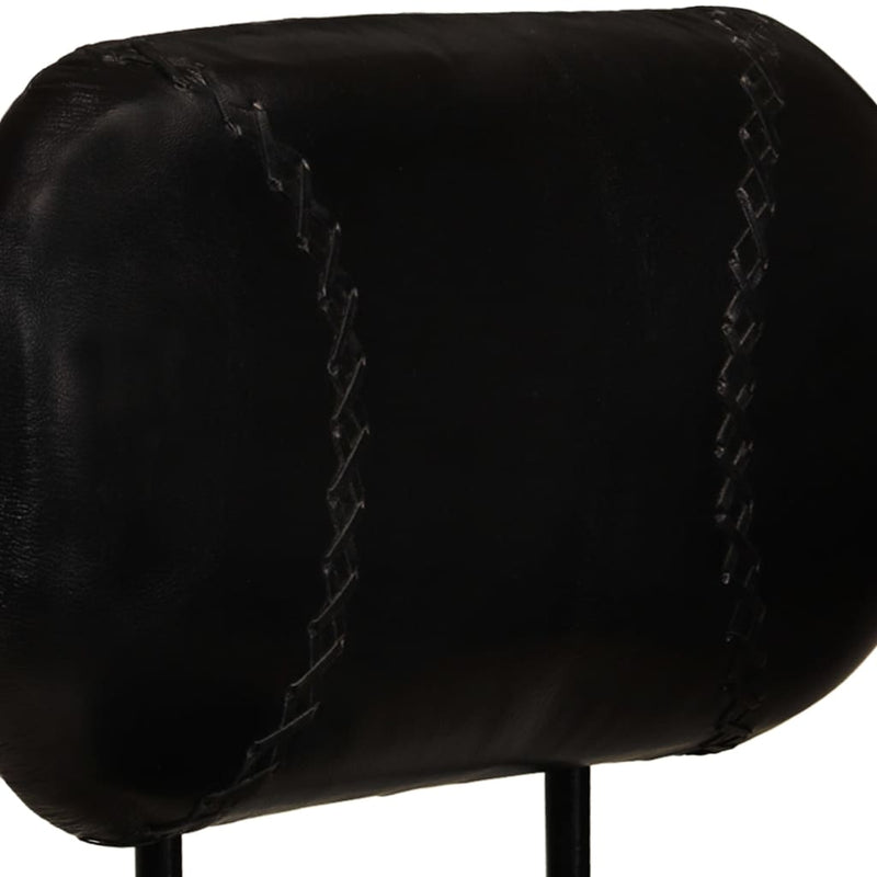 Bar Stools 2 pcs Black Real Goat Leather Payday Deals