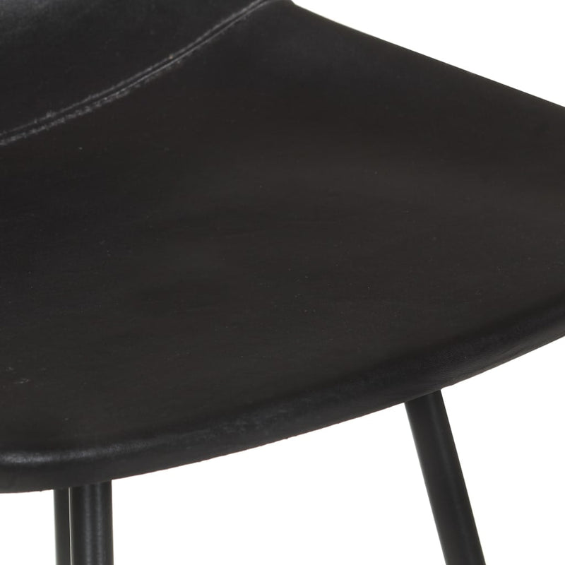 Bar Stools 2 pcs Black Real Leather Payday Deals