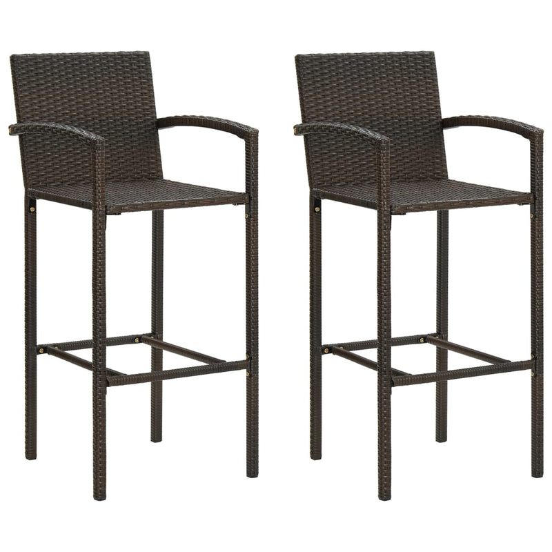 Bar Stools 2 pcs Brown Poly Rattan Payday Deals