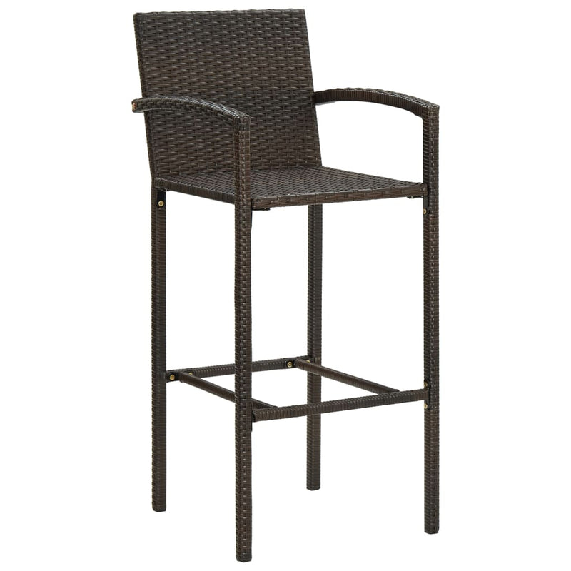 Bar Stools 2 pcs Brown Poly Rattan Payday Deals
