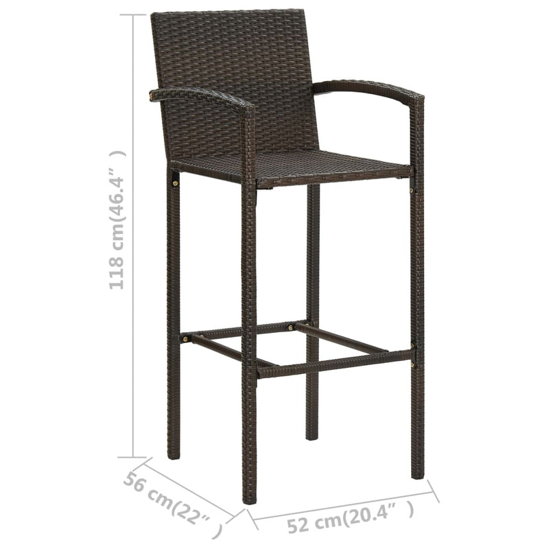 Bar Stools 2 pcs Brown Poly Rattan Payday Deals