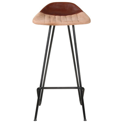 Bar Stools 2 pcs Brown Real Leather Payday Deals
