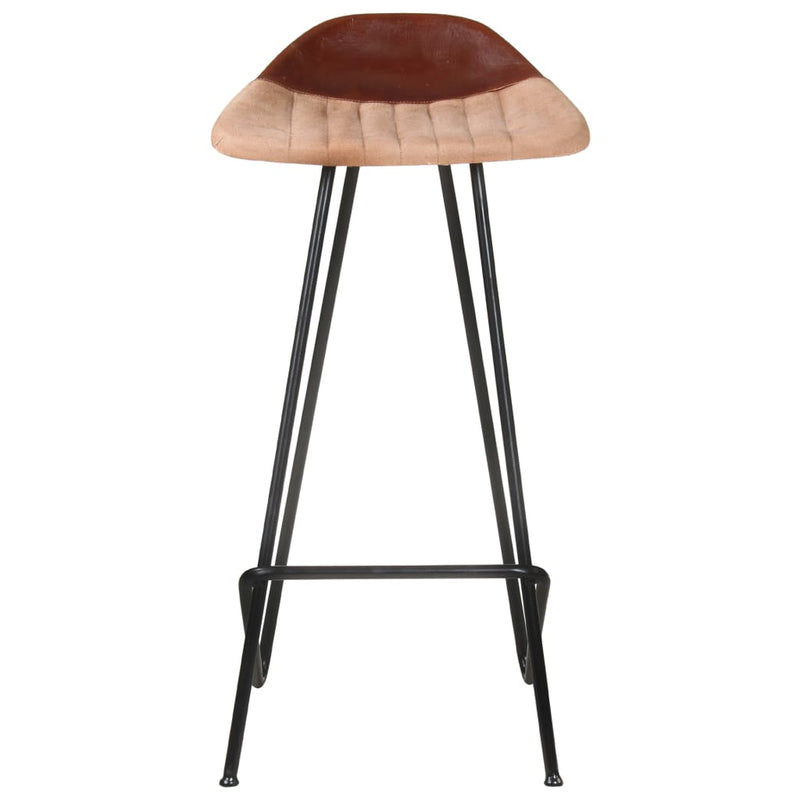 Bar Stools 2 pcs Brown Real Leather Payday Deals