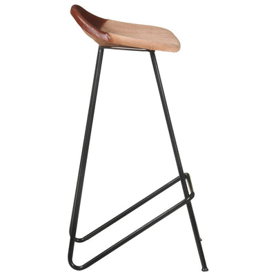 Bar Stools 2 pcs Brown Real Leather Payday Deals