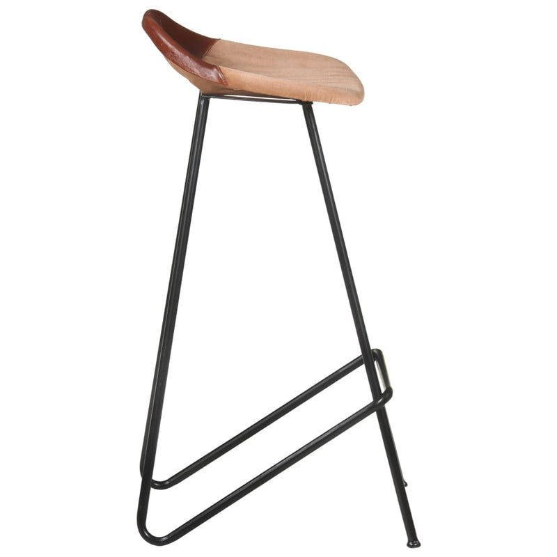 Bar Stools 2 pcs Brown Real Leather Payday Deals