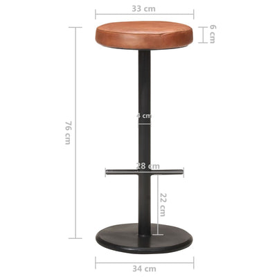 Bar Stools 2 pcs Brown Real Leather Payday Deals