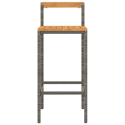 Bar Stools 2 pcs Grey Poly Rattan and Solid Wood Acacia Payday Deals