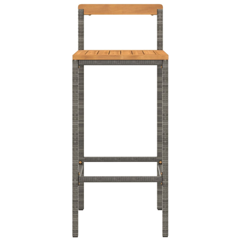 Bar Stools 2 pcs Grey Poly Rattan and Solid Wood Acacia Payday Deals
