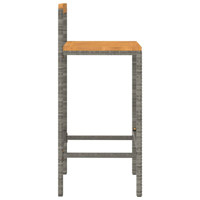 Bar Stools 2 pcs Grey Poly Rattan and Solid Wood Acacia Payday Deals