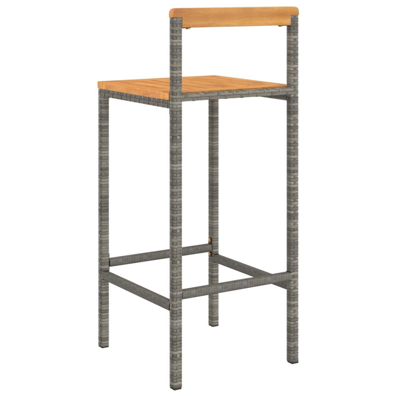 Bar Stools 2 pcs Grey Poly Rattan and Solid Wood Acacia Payday Deals
