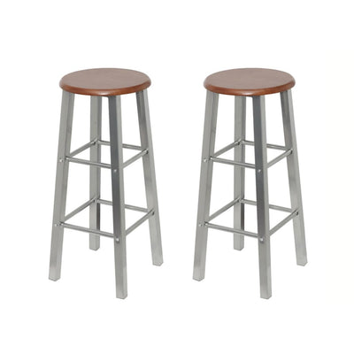 Bar Stools 2 pcs Metal with MDF Seat