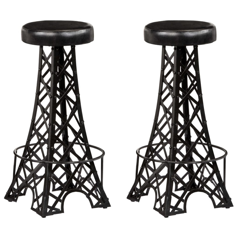 Bar Stools 2 pcs Real Leather Payday Deals