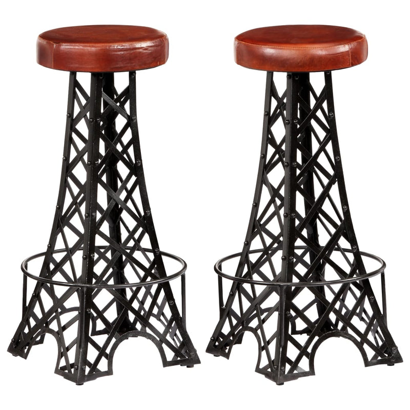 Bar Stools 2 pcs Real Leather Payday Deals