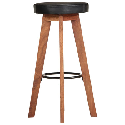 Bar Stools 2 pcs Real Leather and Solid Wood Acacia Payday Deals