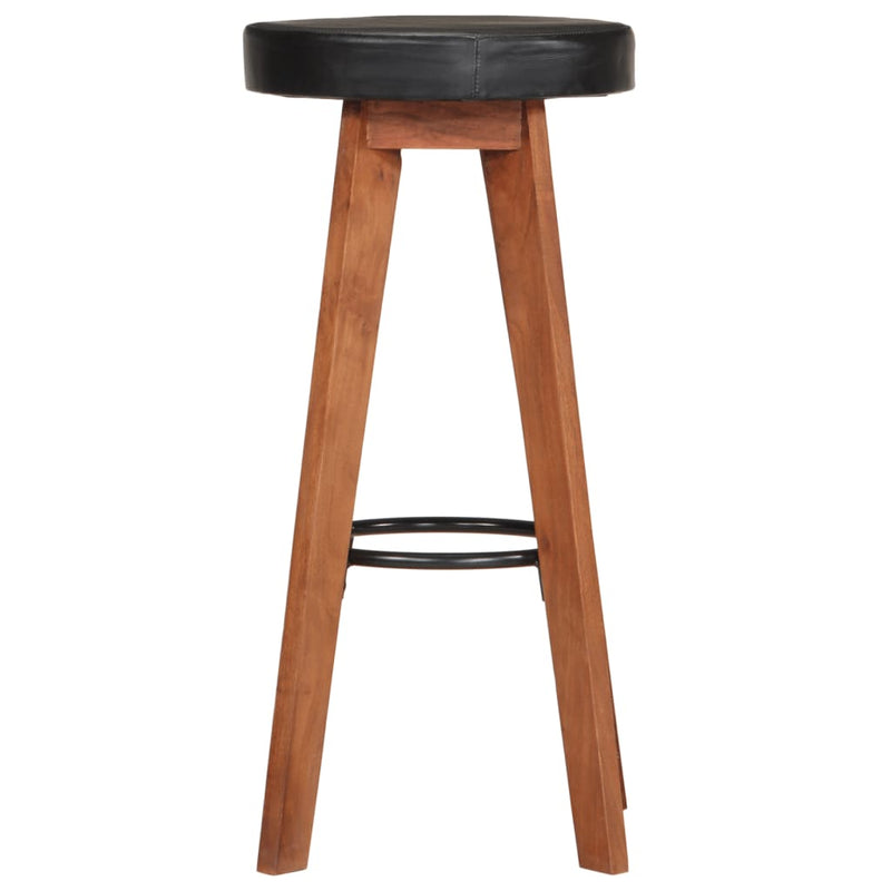 Bar Stools 2 pcs Real Leather and Solid Wood Acacia Payday Deals